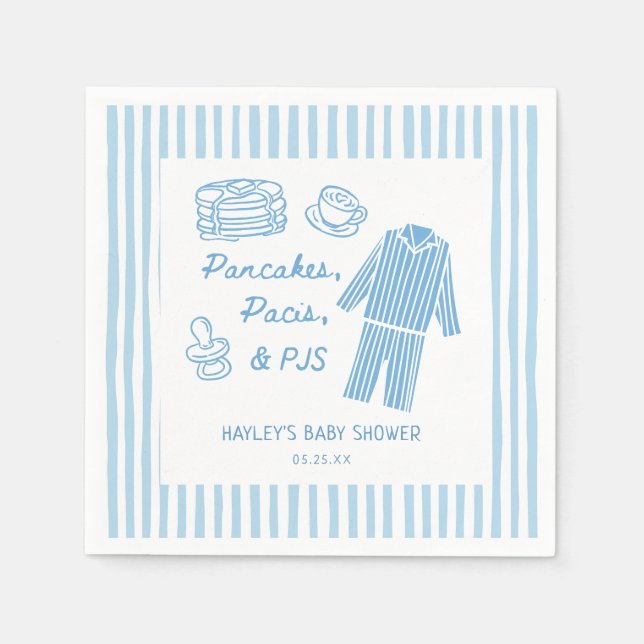 Serviette En Papier Pancakes, Pacis & PJs Boy Baby Shower (Devant)