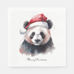 Serviette En Papier Panda de Noël, personnalisable