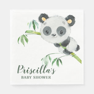 Serviette En Papier Panda en bambou vert Baby shower Neutre pour les f