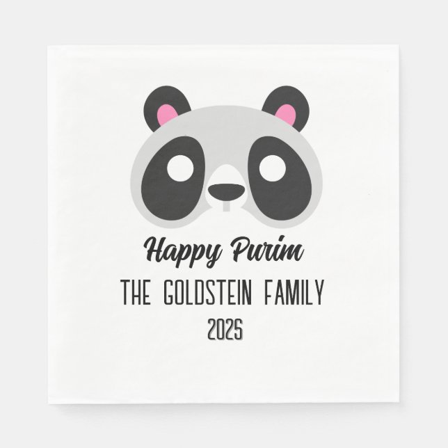 Serviette En Papier Panda Purim masque mascarade (Devant)