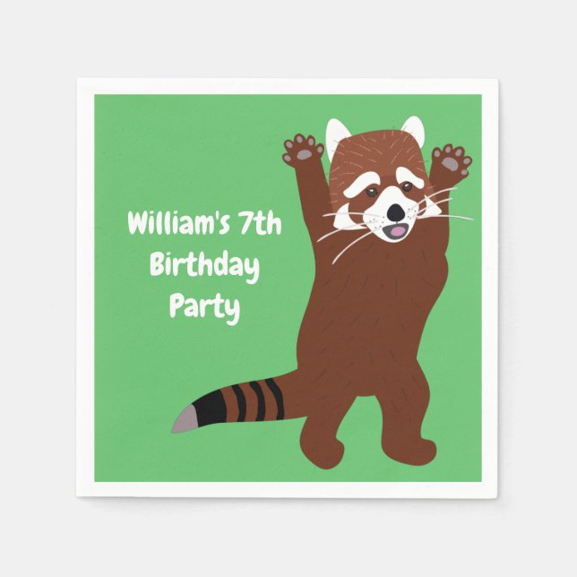 Serviette En Papier Panda Rouge Cute Personnalisé Anniversaire Personn (Devant)