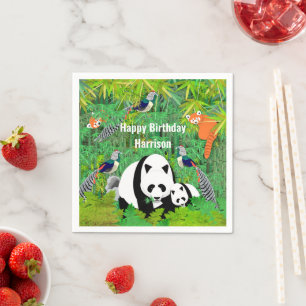Serviette En Papier Pandas Lady Amherst's Pheasants Rouge Pandas Bambo