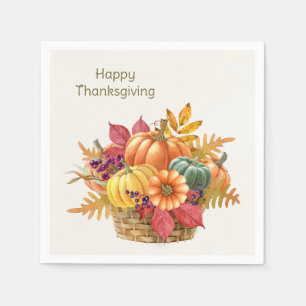 Serviette En Papier Panier Citrouille de Thanksgiving Napkin