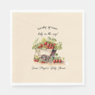 Serviette En Papier Panier de fraises du marché agricole local