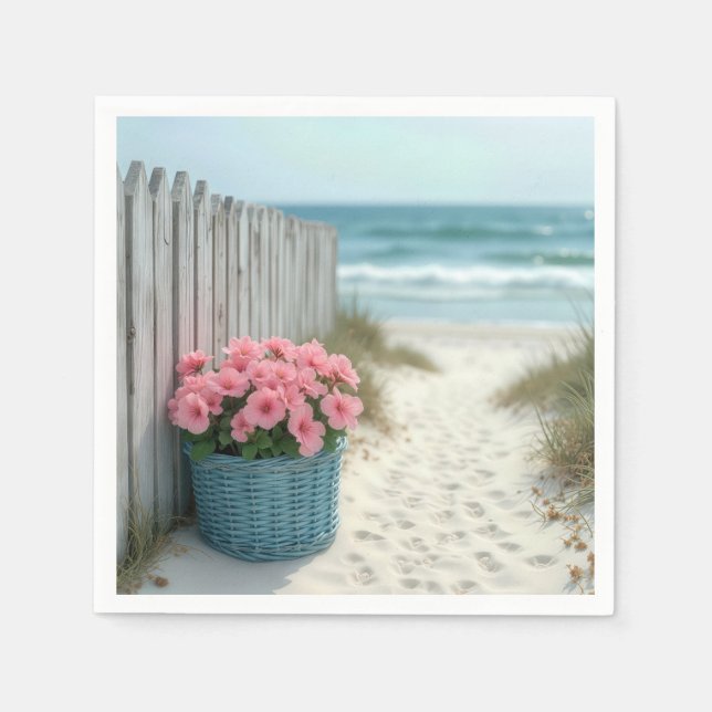 Serviette En Papier Panier de plage rose Petunia (Devant)