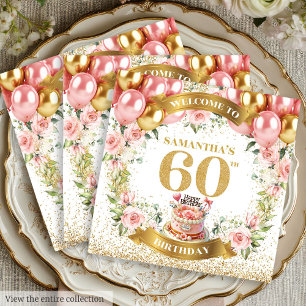 Serviette En Papier Paniers 60e Anniversaire Classy Boho Floral Accent