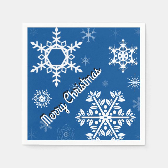 Serviette En Papier Paniers à neige blancs Papier bleu Naples (Devant)