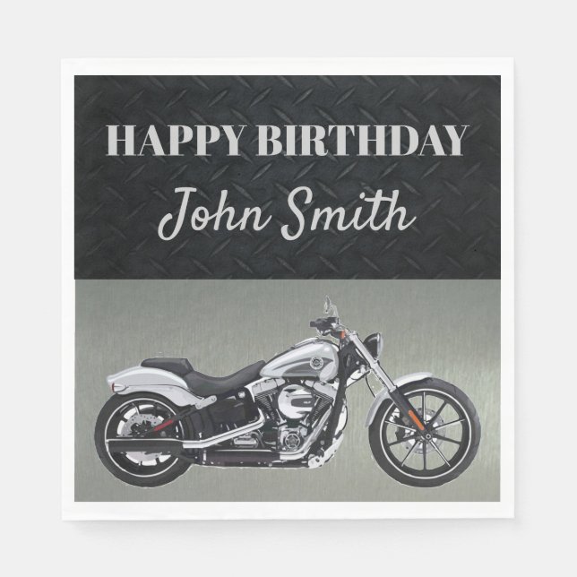 Serviette En Papier Paniers de fête d'anniversaire de la moto (Devant)