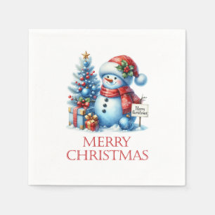 Serviette En Papier Paniers de Noël Snowman
