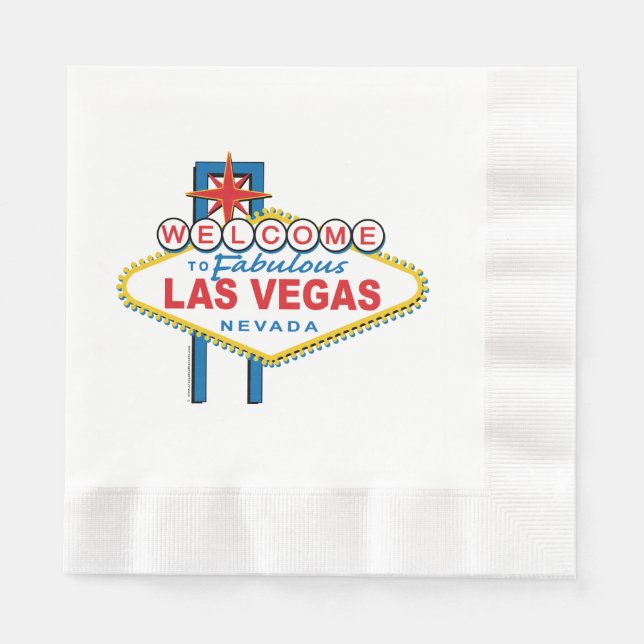 Serviette En Papier Panneau Bienvenue À Las Vegas (Devant)