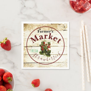 Serviette En Papier Panneau de fraises de marché de l'agriculteur