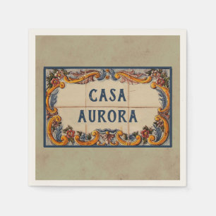 Serviette En Papier Panneau de la maison espagnole (texte personnalisa