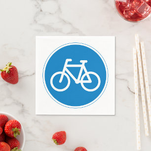 Serviette En Papier Panneau de voie cyclable bleu Symbole de route cyc