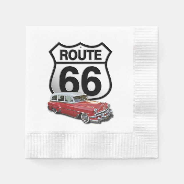 Serviette En Papier Panneau Route 66 (Devant)