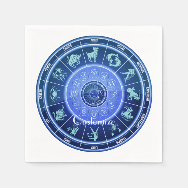 Serviette En Papier Panneau solaire Zodiac Calendrier Astrologie Thund (Devant)
