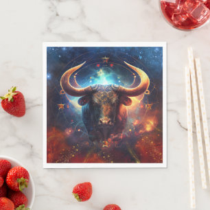 Serviette En Papier Panneau Zodiaque Taurus Design d'aquarelle