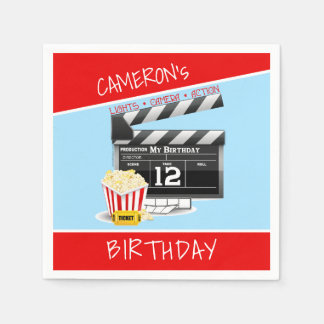Serviette En Papier Panneaux de films Popcorn 12e fête d'anniversaire