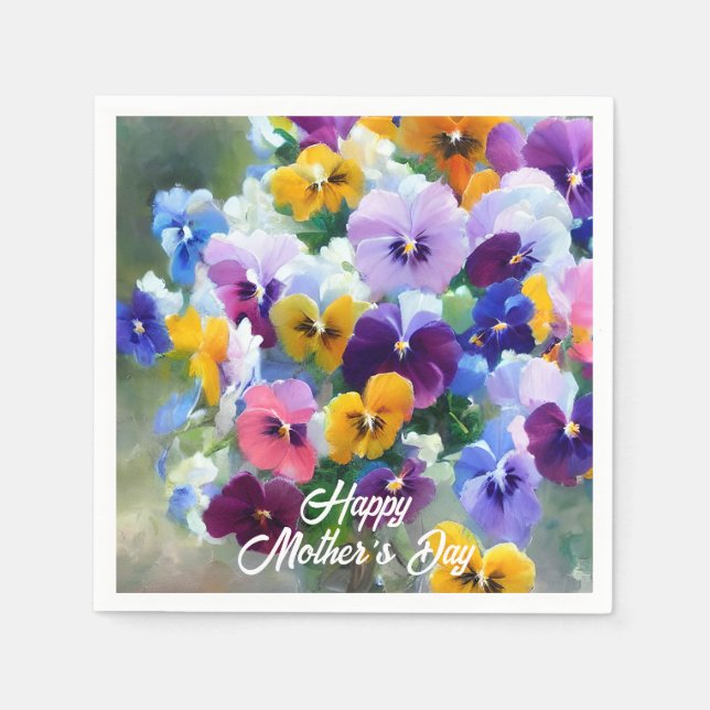 Serviette En Papier Pansies Bonne fête des mères (Devant)