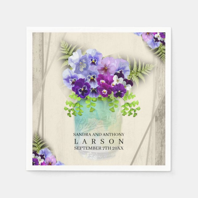 Serviette En Papier Pansies géométriques rustiques élégantes Dîner Mar (Devant)