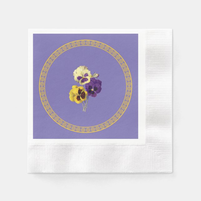 Serviette En Papier Pansies, plaques en papier violet et jaune (Devant)