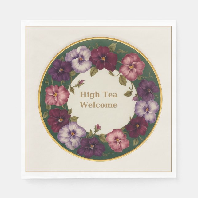 Serviette En Papier Pansy High Tea Napkins • Ivory & Gold (Devant)