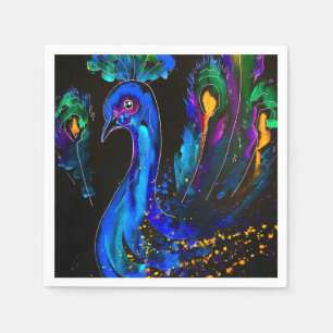 Serviette En Papier Paon fantaisiste peint