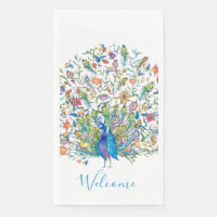 Paon floral aquarelle