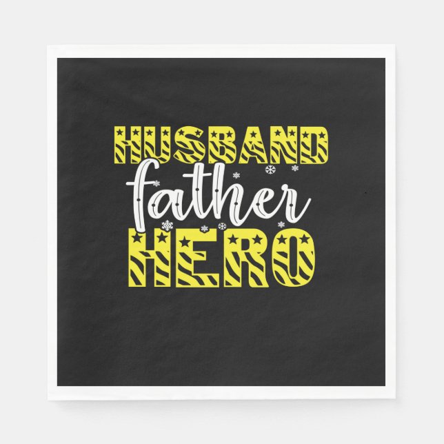 Serviette En Papier Papa Cadeau Mari Père Héros (Devant)