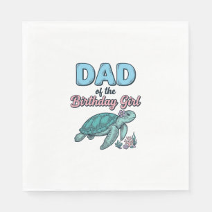 Serviette En Papier Papa de la fille de la tortue de mer d'anniversair