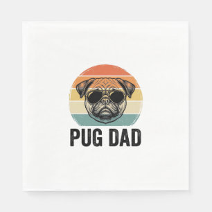Serviette En Papier Papa Pug Vintage Gravure Conception Amoureux des C