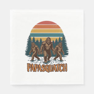 Serviette En Papier Papasquatch Bigfoot Vintage Sunset Vector Design_1