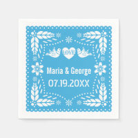 Papel picado inséparables bleu mariage fiesta