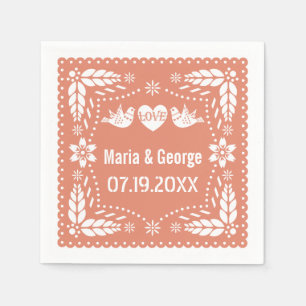 Serviette En Papier Papel picado inséparables pêche mariage fiesta