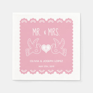 Serviette En Papier Papel Picado Inséparables rose Fiesta Mariage