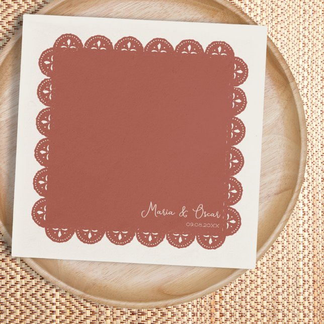 Serviette En Papier Papel Picado Terracotta Mariage mexicain (Papel Picado Terracotta Mexican Wedding Napkins)