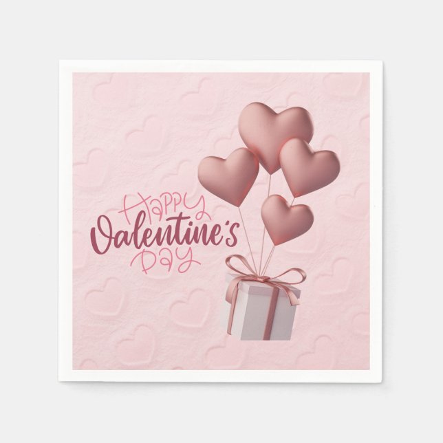 Serviette En Papier Papier à ballons rose de Valentine Napkin (Devant)