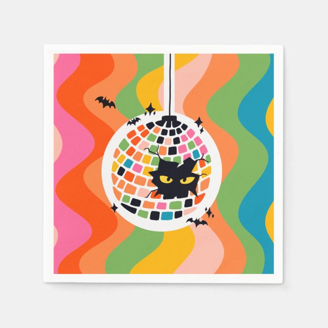 Serviette En Papier Papier à bille Disco Halloween Napkin (Devant)