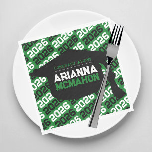 Serviette En Papier Papier à capuchon de diplôme personnalisé vert et 