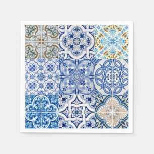 Serviette En Papier Papier à carreaux bleus