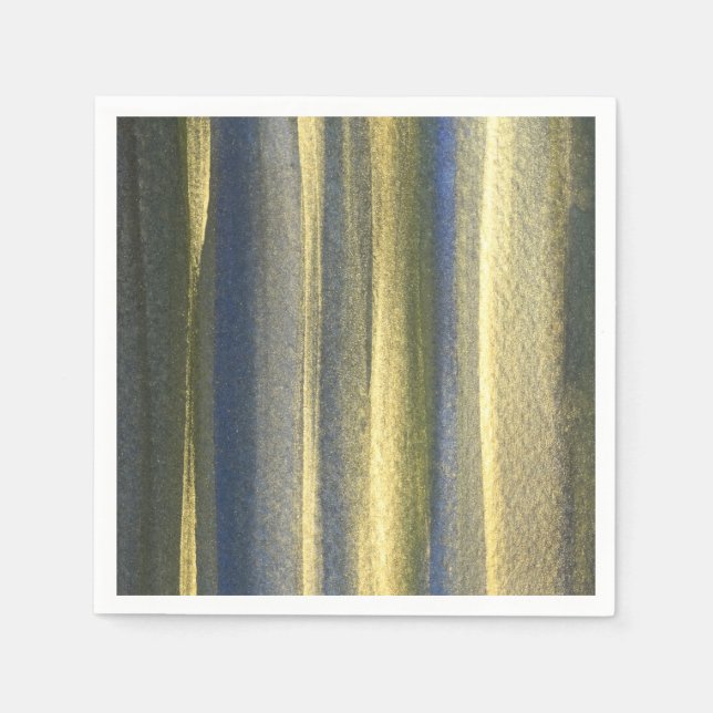 Serviette En Papier Papier à cocktails Golden Blue Lines Napkins (Devant)