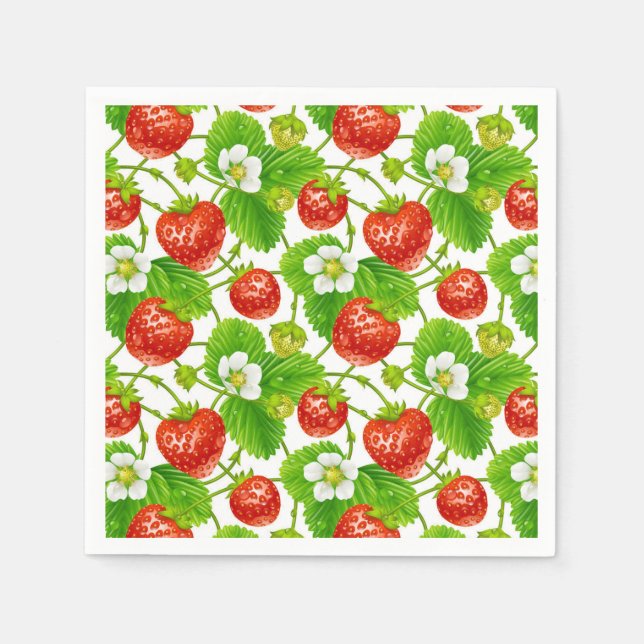 Serviette En Papier Papier à cocktails Napkins-fraises (Devant)