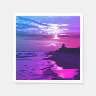 Serviette En Papier Papier à coucher de soleil de plage violet