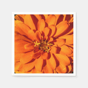 Serviette En Papier Papier à fleurs Zinnia orange Napkin