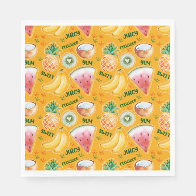 Serviette En Papier Papier à fruits tropicaux Napkin (Devant)