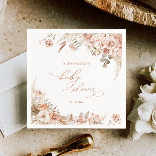 Serviette En Papier Papier à graisse en terre cuite Boho Pampas Napkin (Créateur téléchargé)