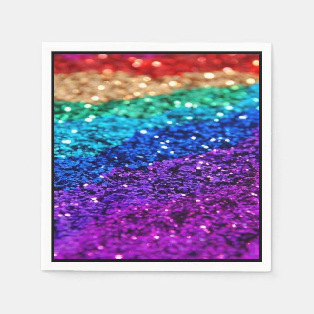 Serviette En Papier Papier à Parties scintillant arc-en-ciel (Devant)