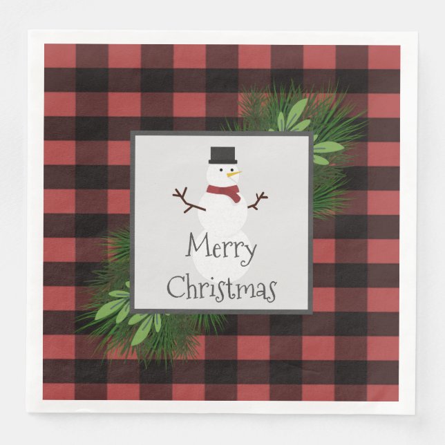 Serviette En Papier Papier à platine Snowman Red Buffalo (Devant)
