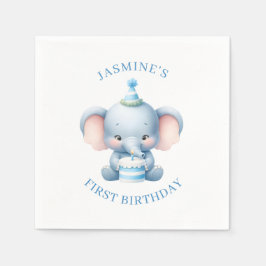 Serviette En Papier Papier Anniversaire de enfant Blue Pastel Elephant