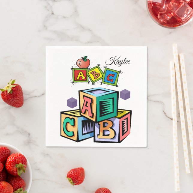 Serviette En Papier Papier Baby shower ABC pour enfants serviettes (En situation)