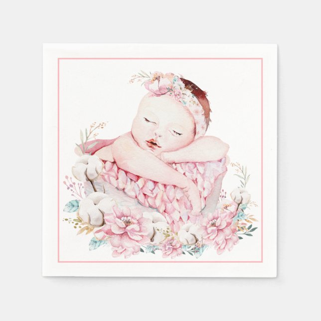 Serviette En Papier Papier Baby shower bébé fille serviettes (Devant)